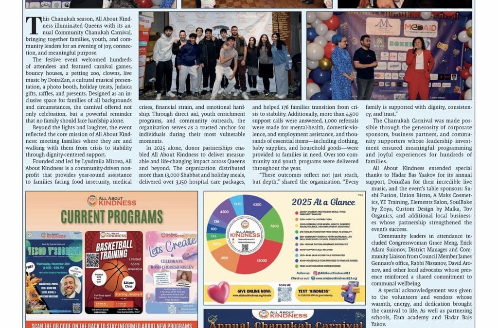 All About Kindness Lights Queens With Community Chanukah Carnival